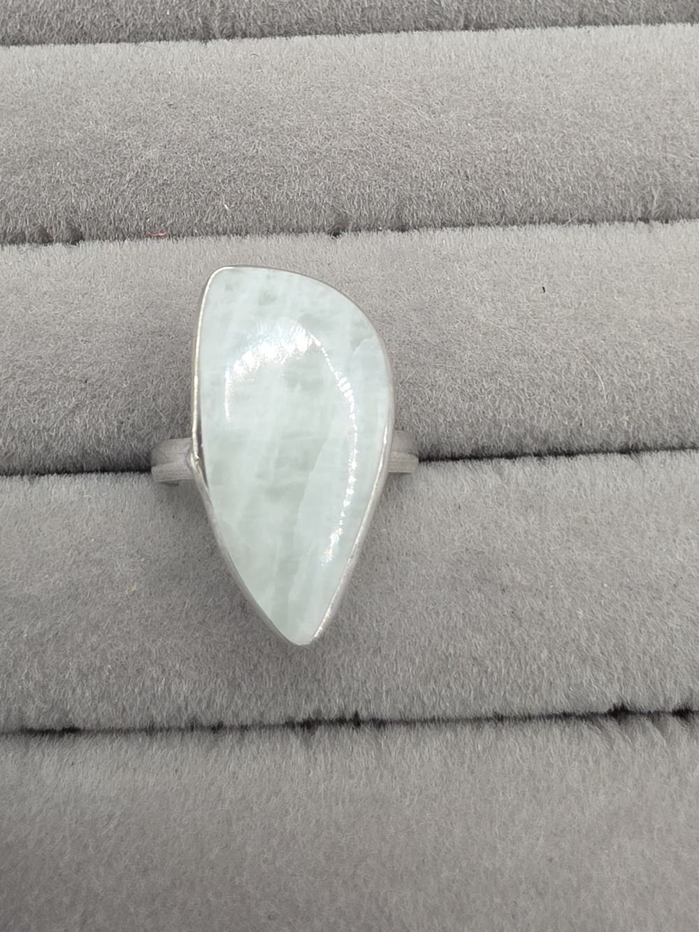 Amazonite Gemstone Silver Plated Statement Ring Size 7